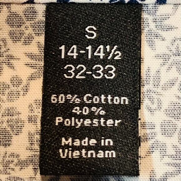 J Ferrar Shirt Stretch Mens S 14-14.5 Floral Cotton Poly Long Sleeve Barrel Cuff - Picture 7 of 10